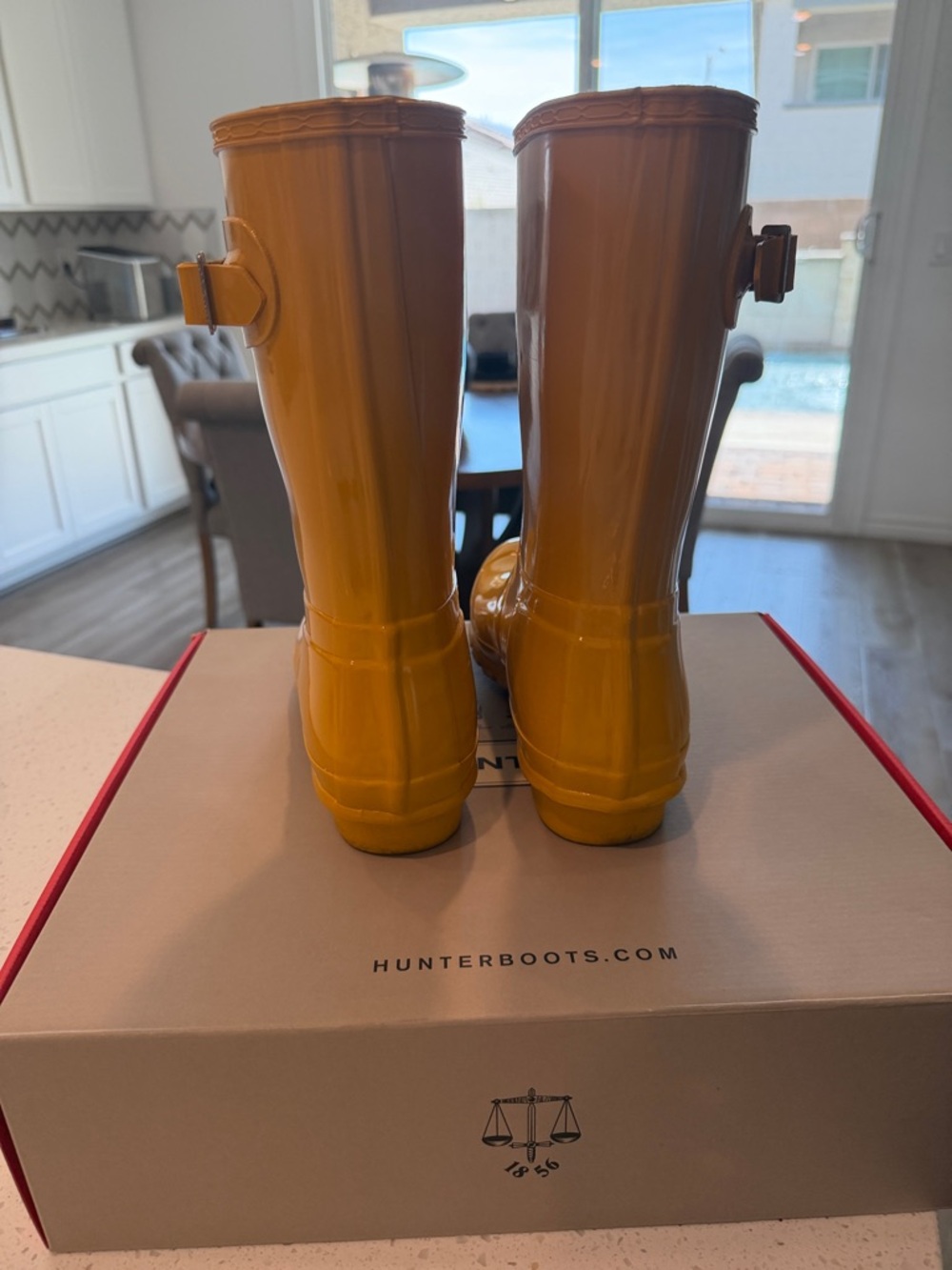 Hunter Gloss Yellow Tall Waterproof Rain Boots - Picture 5 of 7